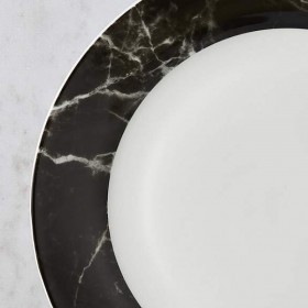 Marble black effect 12 piece dinnerware