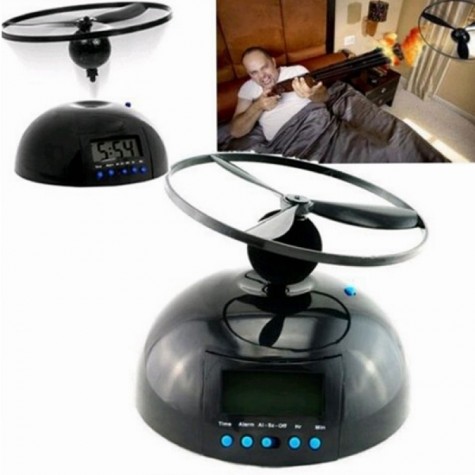 Flying Alarm Clock Snooze LCD Digital Alarm Clock UFO Helicopter Annoyed Alarm Clock