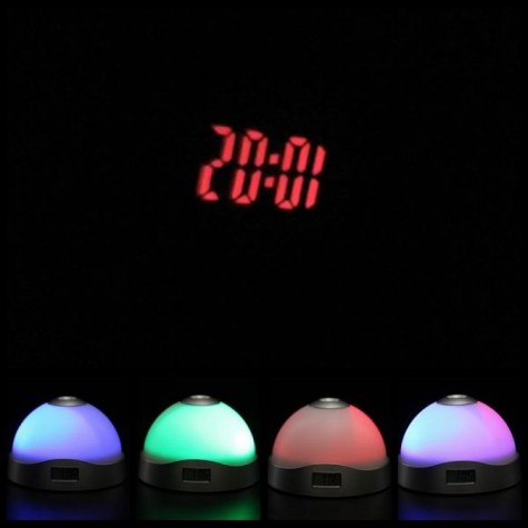 Color Change Alarm Clock Time Projection LED Clock Flashlight Snooze Alarm Clock