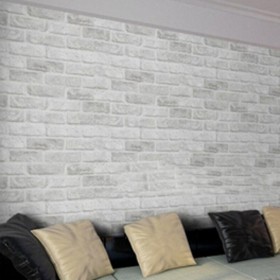 White Grey Brick Stone Prepasted Adhesive Contact Paper Wallpaper Roll Wall Art Decor