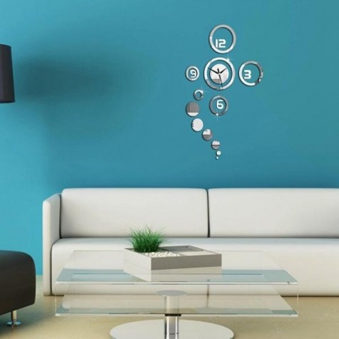 Creative 3D Acrylic Mirror Wall Sticker Quartz Clocks Watch Large Home Decor