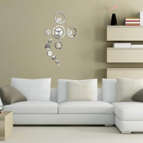 Creative 3D Acrylic Mirror Wall Sticker Quartz Clocks Watch Large Home Decor