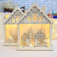 Christmas  LED Night Light Wooden Luminous Cabin Lamp Tabletop Lights Christmas Gifts