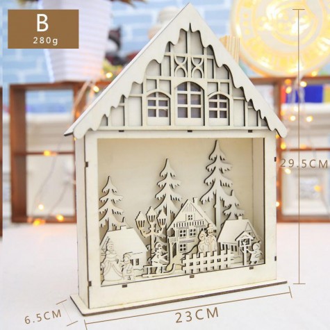 Christmas  LED Night Light Wooden Luminous Cabin Lamp Tabletop Lights Christmas Gifts