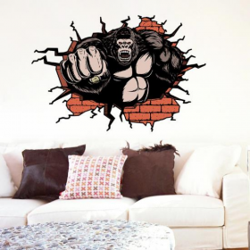 3D Gorilla Living Room Bedroom Animals Floor Home Background Wall Decor Creative Stickers