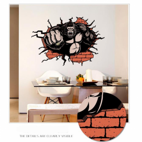 3D Gorilla Living Room Bedroom Animals Floor Home Background Wall Decor Creative Stickers