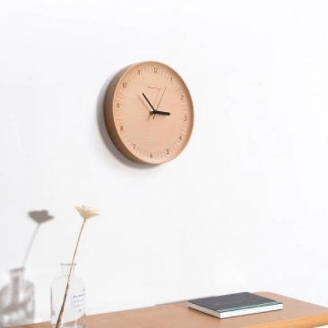 Mute Logs Wooden Simple Wooden Metal Pointer Wall Clock Home Decoration